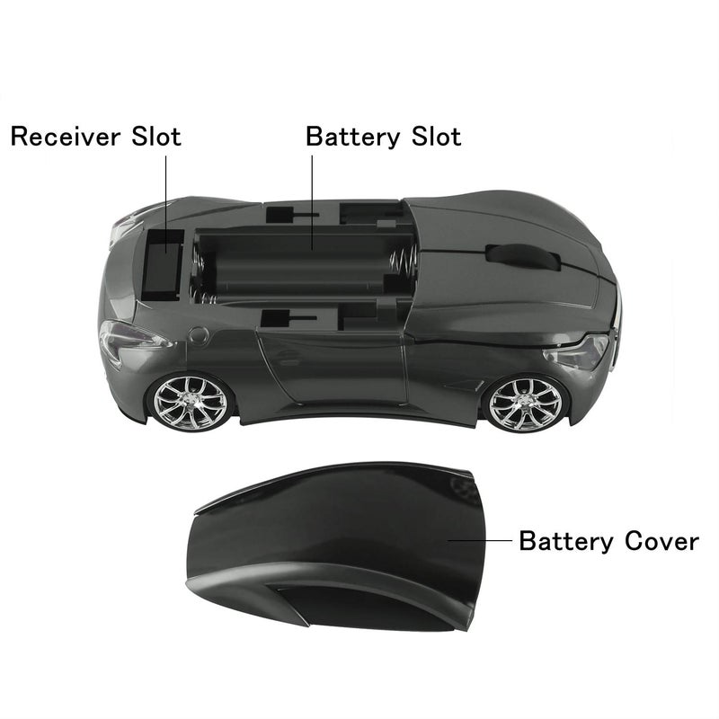 elec Space Cool Sport Car Shape 2.4GHz Wireless Mouse Optical Cordless Mice with USB Receiver for PC Laptop Computer 1600DPI 3 Buttons - Image 5
